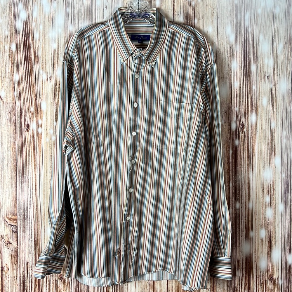 Alan Flusser Cotton Striped Button Up Shirt XXL